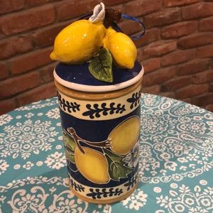 NWT Blue Sky Lemon Design Canister with Lid